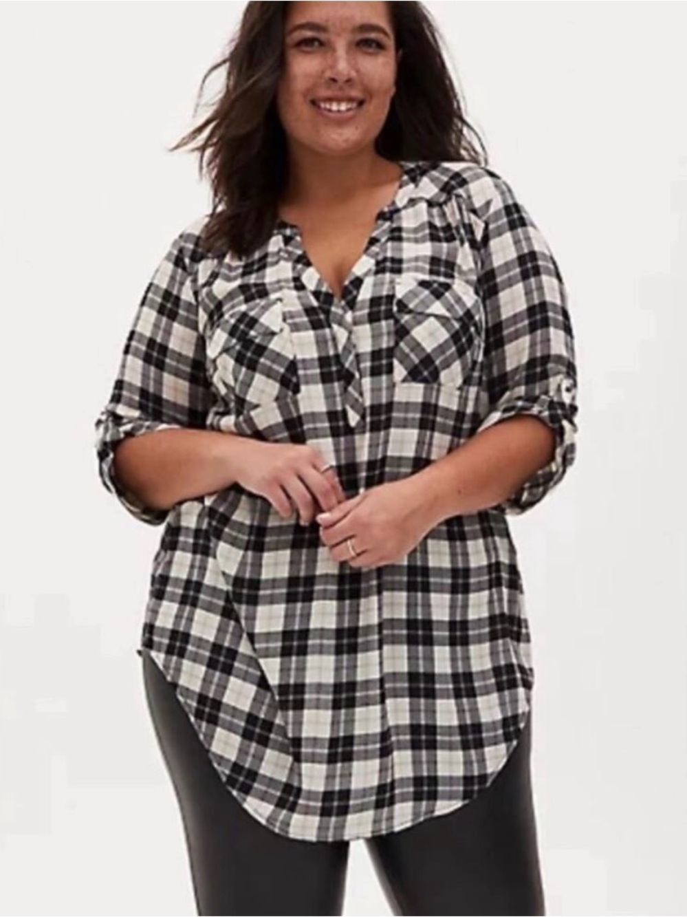 torrid Black and White Plaid Harper tunic